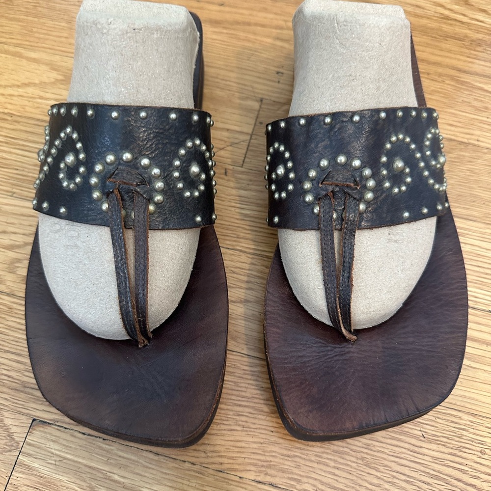 Calleen Cordero Dark Brown Studded Sandals  Size 9 1/2